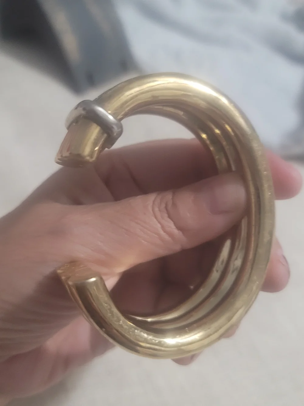 Polished Gold Tone Open Cuff Bracelet for Women